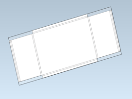 Sheet-metal blank overlayed on unfolded/defeatured computer housing 