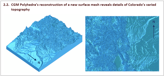 CGM Polyhedra’s reconstruction of a new surface mesh reveals details of Colorado’s varied topography